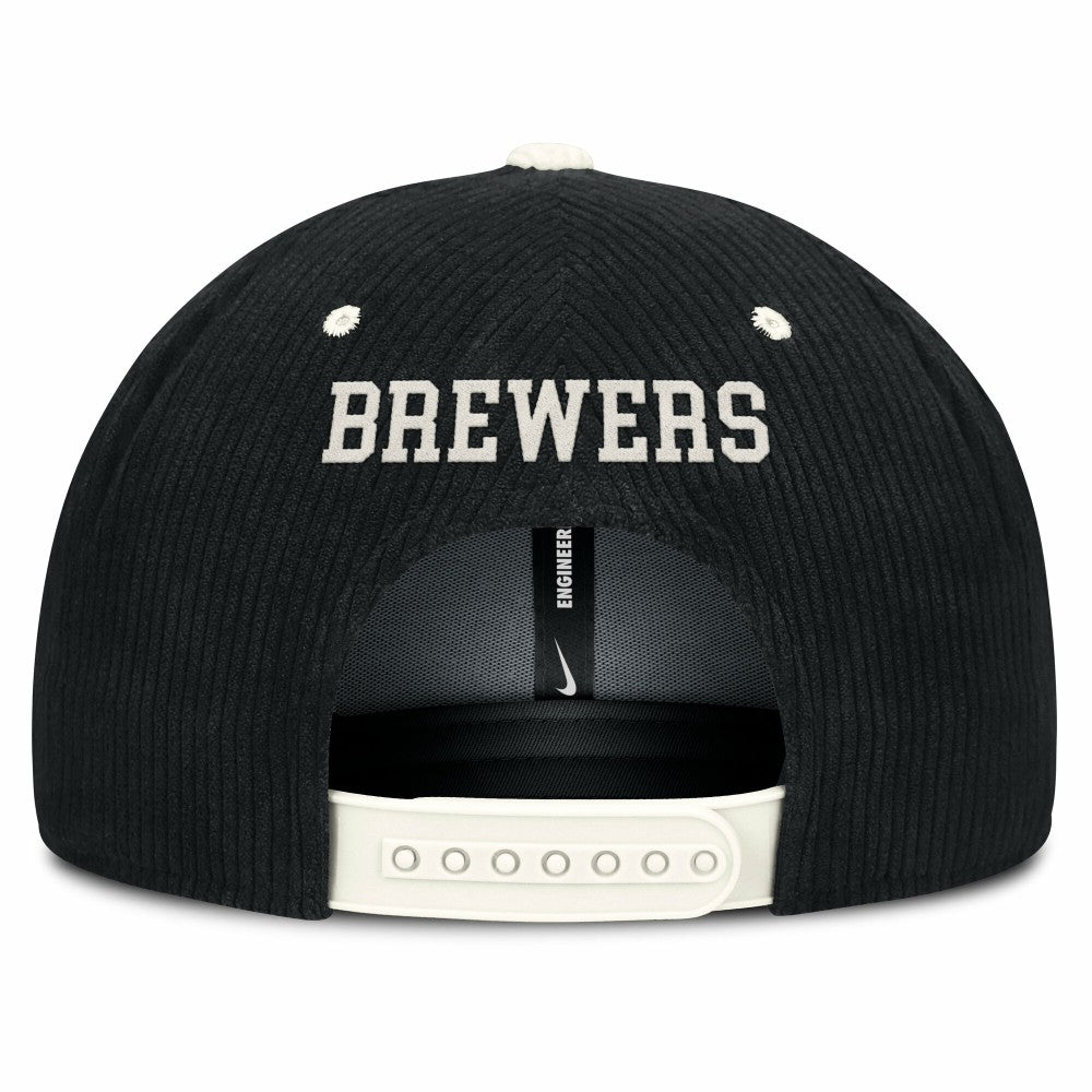 Milwaukee Brewers Pro Corduroy Structured Snapback Hat Black