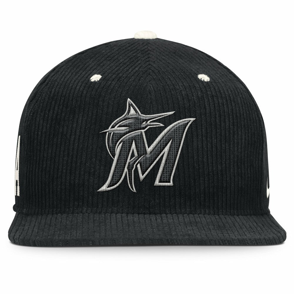 Miami Marlins Pro Corduroy Structured Snapback Hat Black