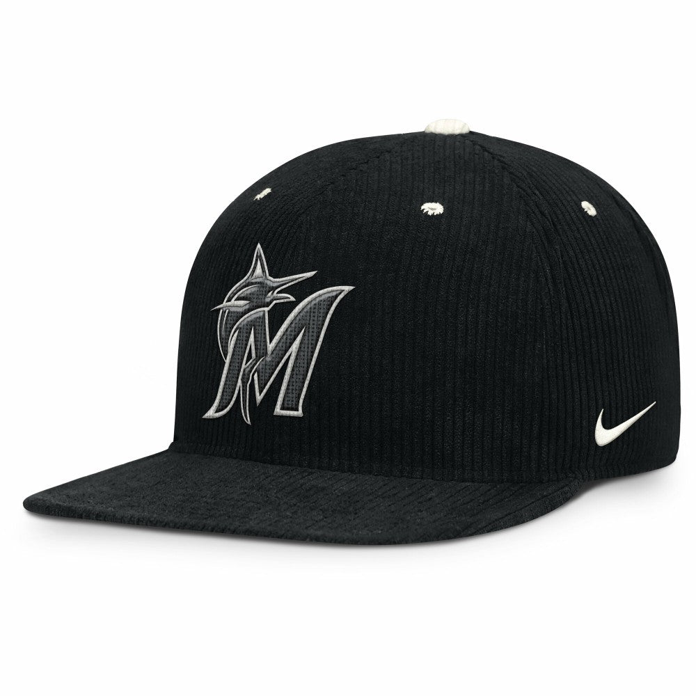 Miami Marlins Pro Corduroy Structured Snapback Hat Black
