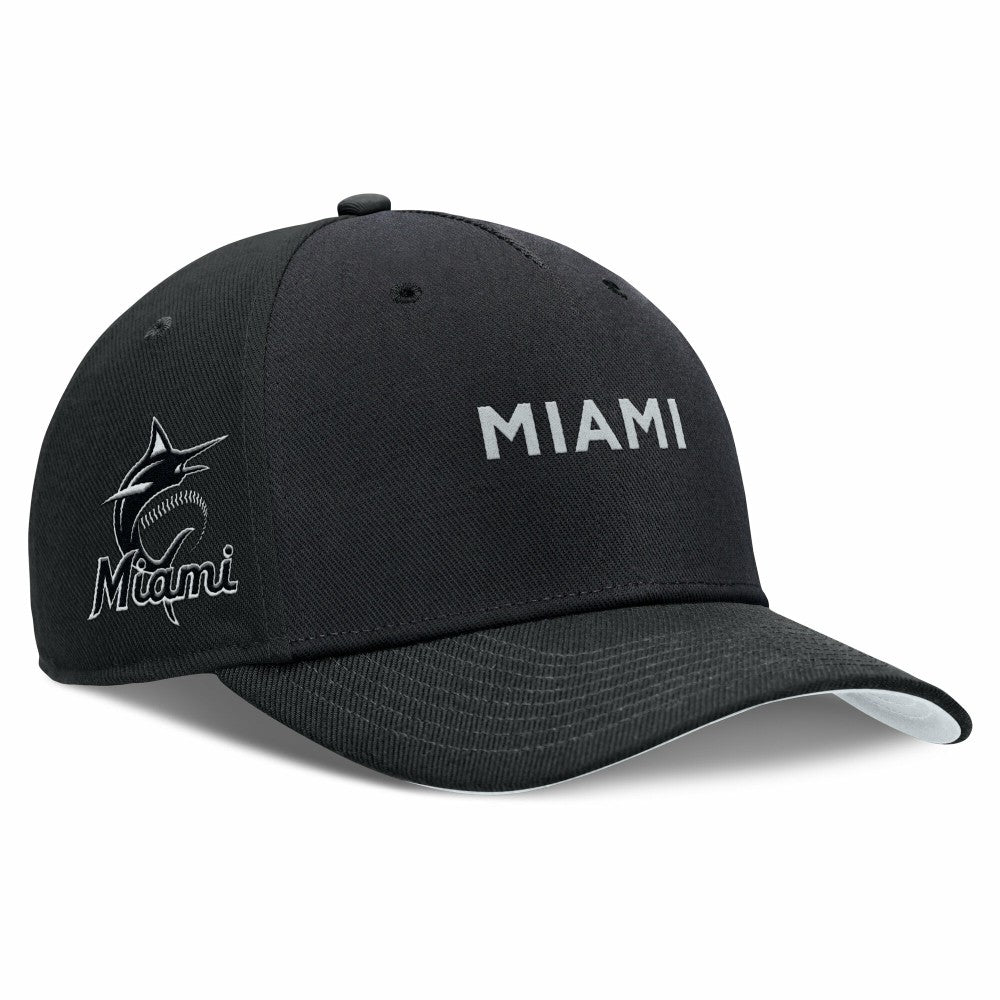 Miami Marlins Rise Performance Adjustable Hat Black