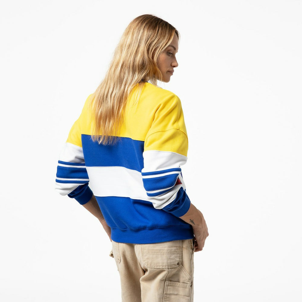 Golden State Warriors x DANNIJO Women's Blocked Pullover Sweatshirt sale - Gold/Royal outlet