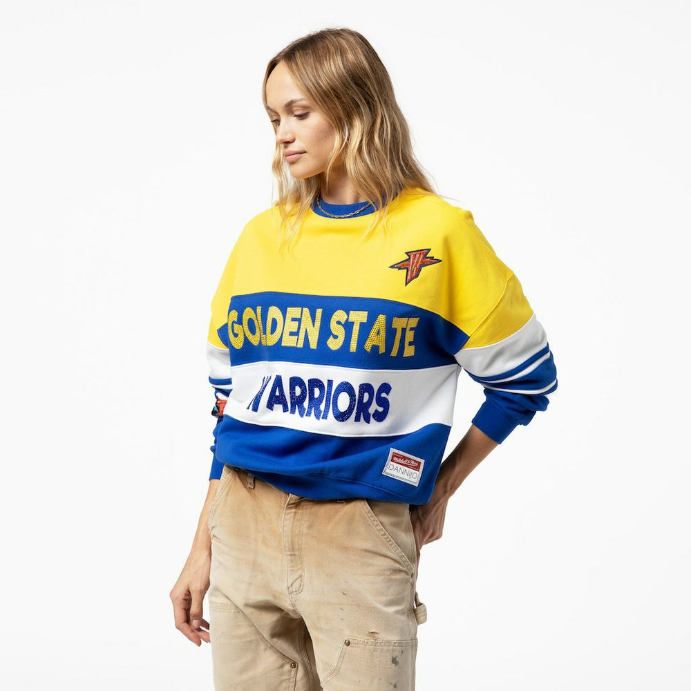 Golden State Warriors x DANNIJO Women's Blocked Pullover Sweatshirt sale - Gold/Royal outlet