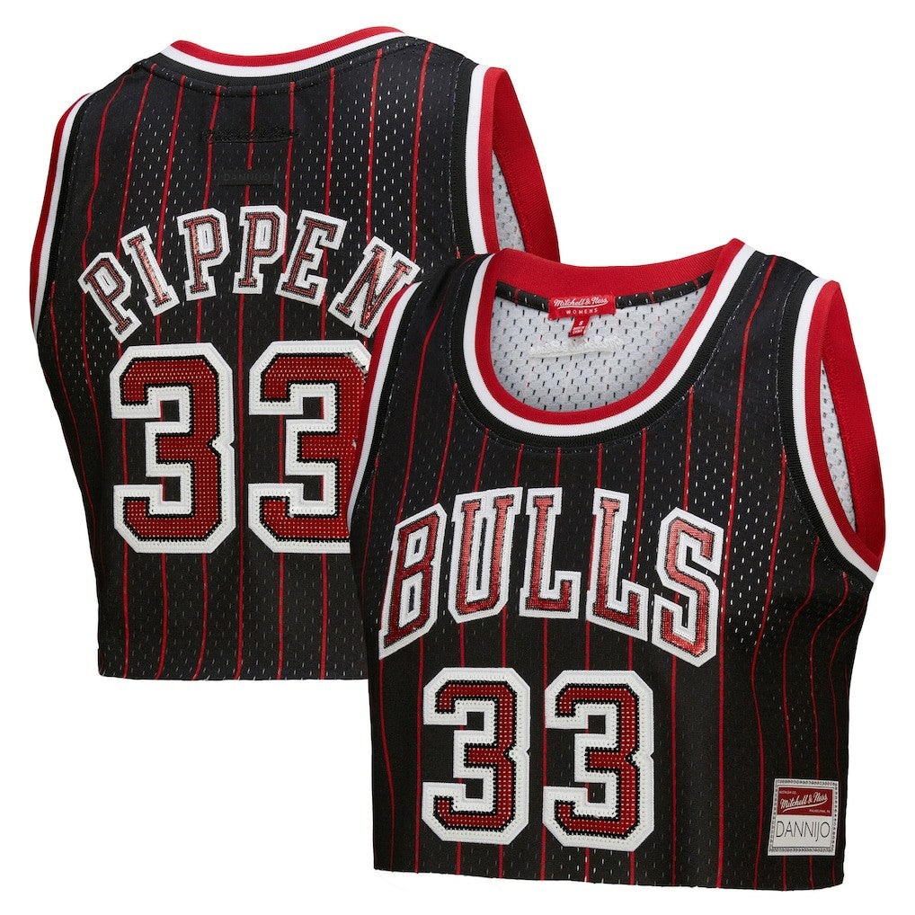 Scottie Pippen Chicago Bulls x DANNIJO Women's Fashion Cropped Basketball Jersey sale - Black shop