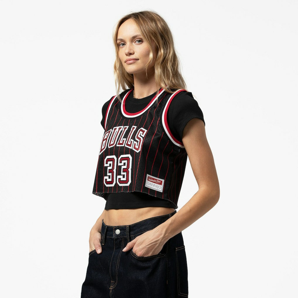 Scottie Pippen Chicago Bulls x DANNIJO Women's Fashion Cropped Basketball Jersey sale - Black shop