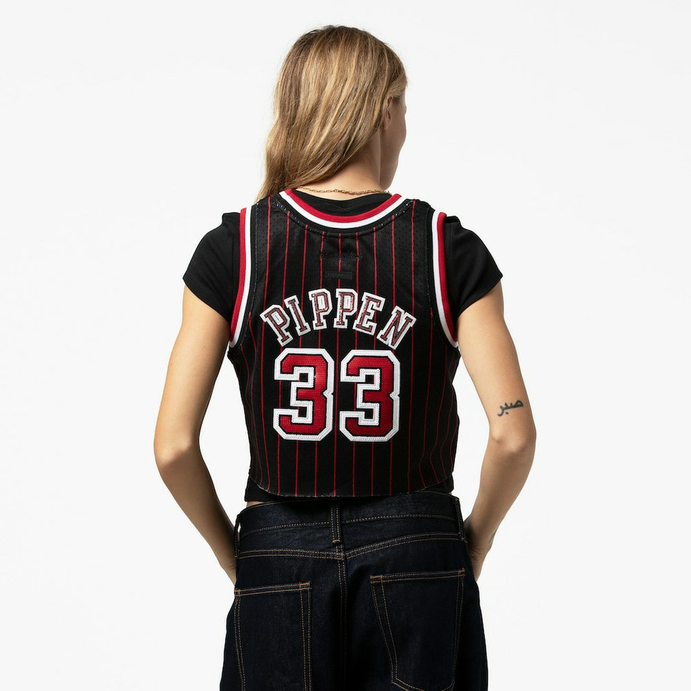 Scottie Pippen Chicago Bulls x DANNIJO Women's Fashion Cropped Basketball Jersey sale - Black shop