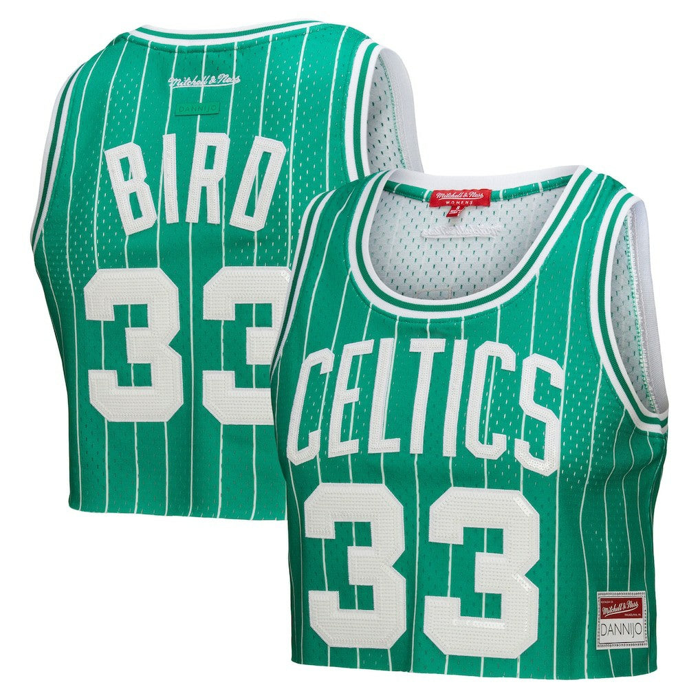 Larry Bird Boston Celtics x DANNIJO Women's Fashion Cropped Basketball Jersey - Kelly Green outlet
