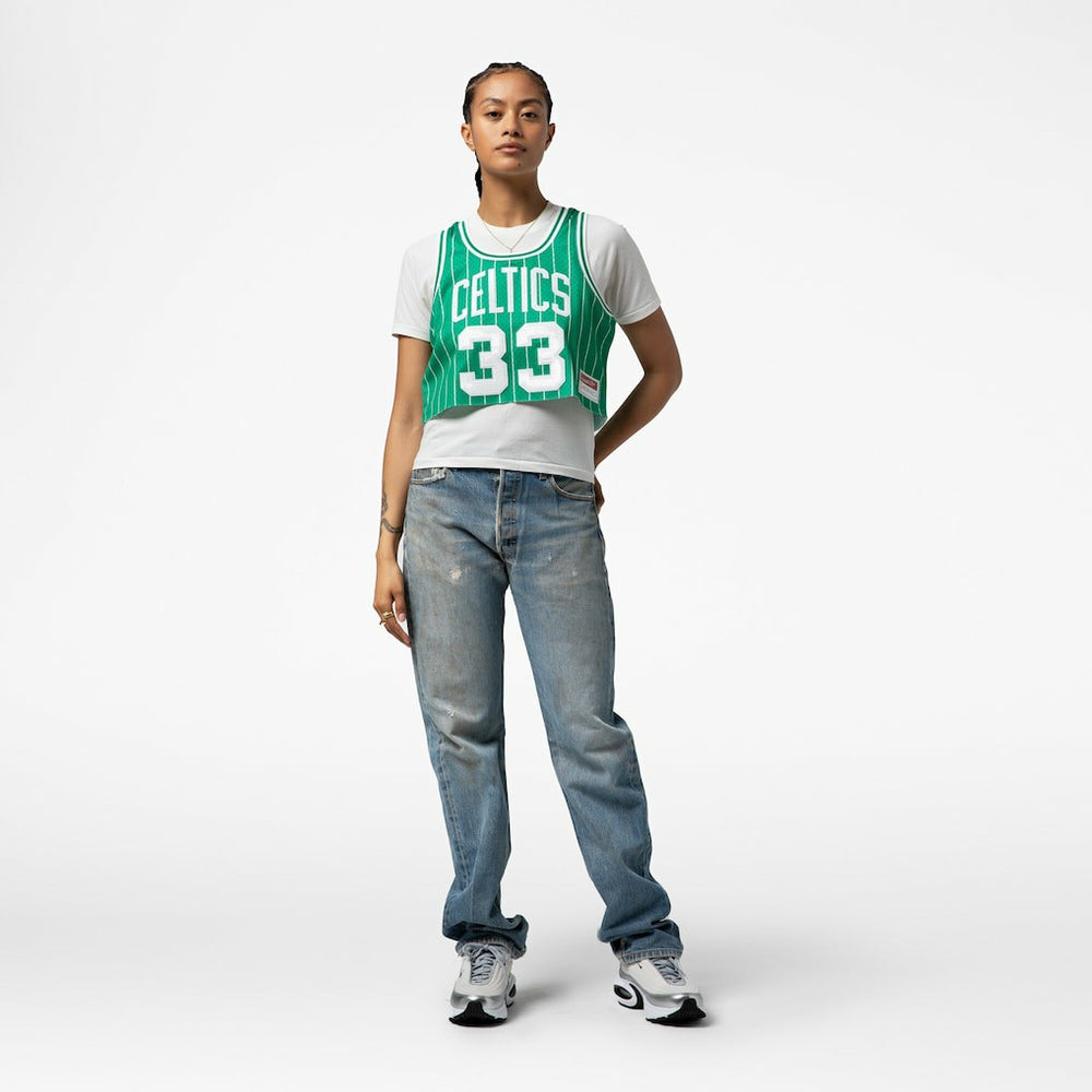 Larry Bird Boston Celtics x DANNIJO Women's Fashion Cropped Basketball Jersey - Kelly Green outlet