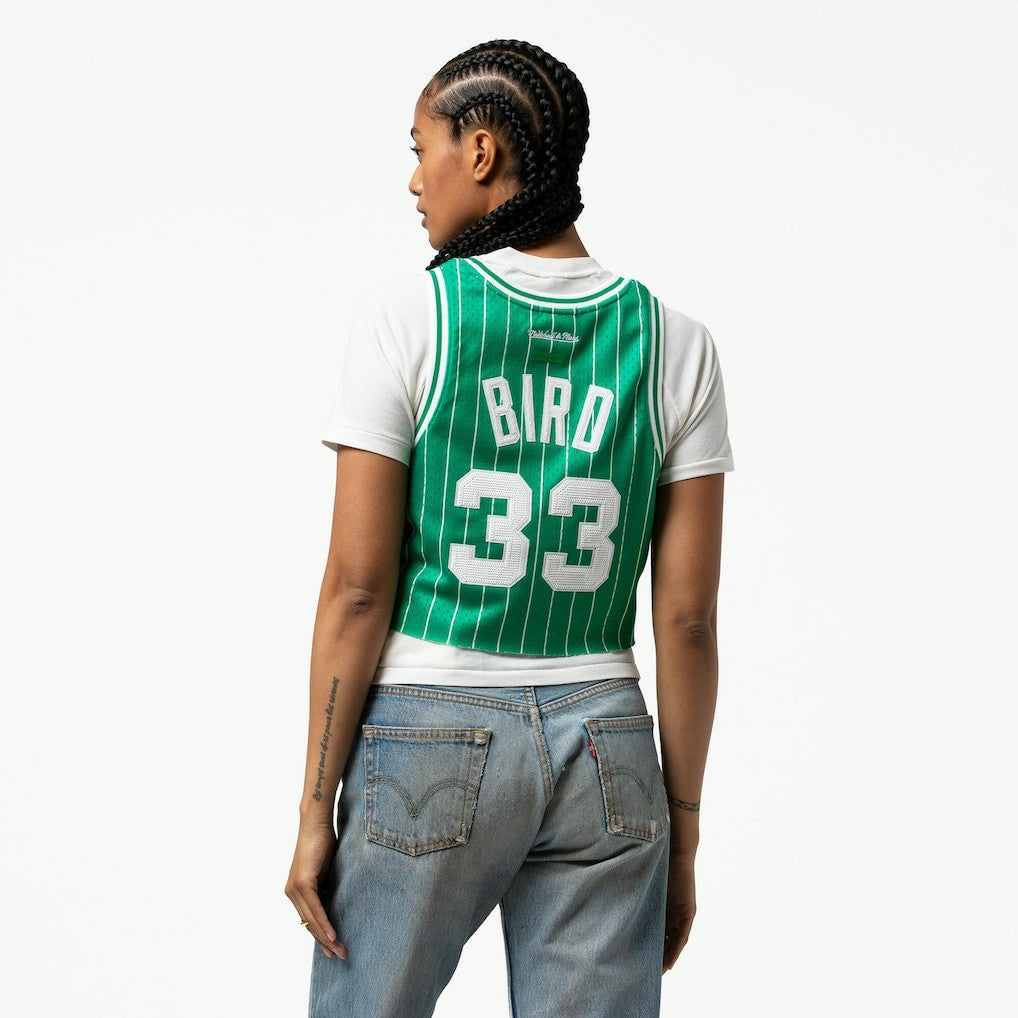 Larry Bird Boston Celtics x DANNIJO Women's Fashion Cropped Basketball Jersey - Kelly Green outlet