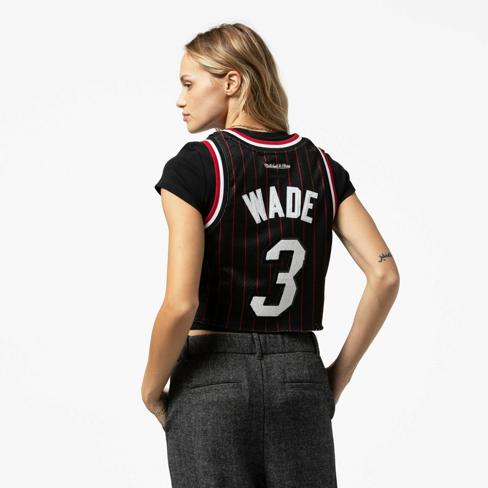 Dwyane Wade Miami Heat x DANNIJO Women's Fashion Cropped Basketball Jersey - Black discount