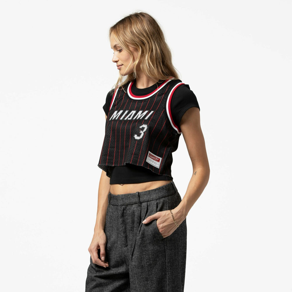 Dwyane Wade Miami Heat x DANNIJO Women's Fashion Cropped Basketball Jersey - Black discount