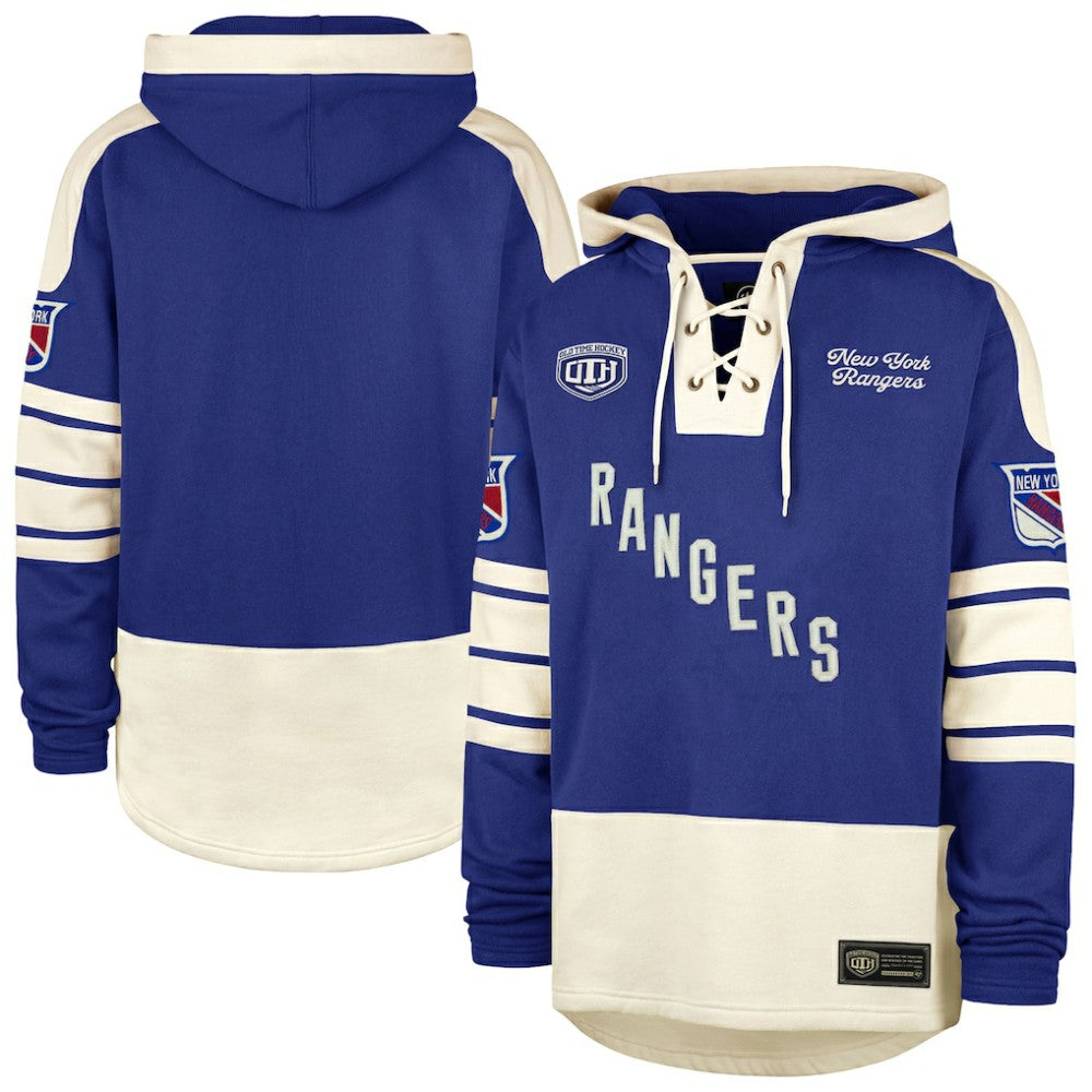 New York Rangers '47 Blue Line Heritage Lacer Pullover Hoodie - Blue Hoodies