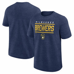 Milwaukee Brewers Logo Athletic Top Notch T-Shirt Heather Navy
