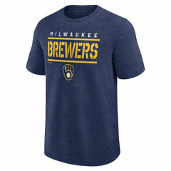 Milwaukee Brewers Logo Athletic Top Notch T-Shirt Heather Navy