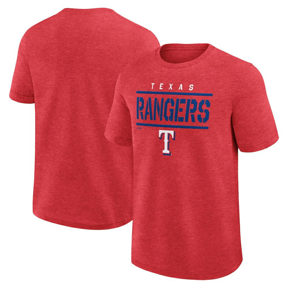 Texas Rangers Logo Athletic Top Notch T-Shirt Heather Red