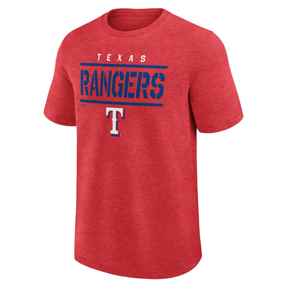 Texas Rangers Logo Athletic Top Notch T-Shirt Heather Red