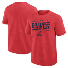 Atlanta Braves Logo Athletic Top Notch T-Shirt Heather Red