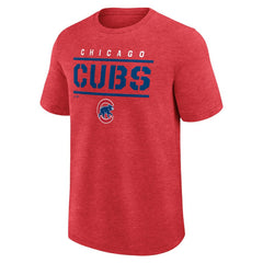 Chicago Cubs Logo Athletic Top Notch T-Shirt Heather Red
