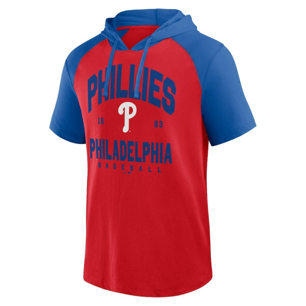 Philadelphia Phillies Logo Athletic Prime Raglan Short Sleeve Hoodie T-Shirt Red