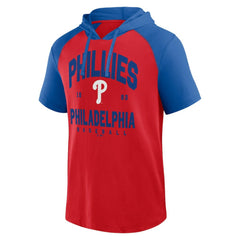 Philadelphia Phillies Logo Athletic Prime Raglan Short Sleeve Hoodie T-Shirt Red