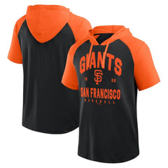 San Francisco Giants Logo Athletic Prime Raglan Short Sleeve Hoodie T-Shirt Black