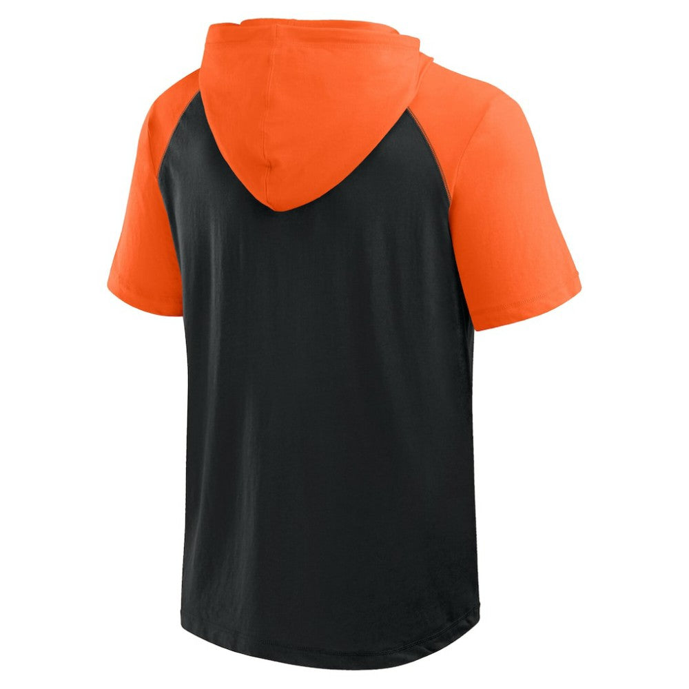 San Francisco Giants Logo Athletic Prime Raglan Short Sleeve Hoodie T-Shirt Black