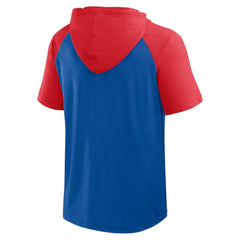 Texas Rangers Logo Athletic Prime Raglan Short Sleeve Hoodie T-Shirt Royal