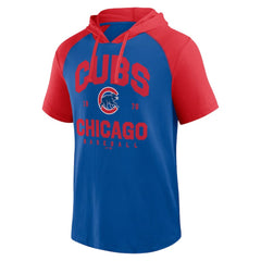 Chicago Cubs Logo Athletic Prime Raglan Short Sleeve Hoodie T-Shirt Royal
