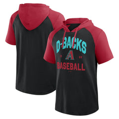 Arizona Diamondbacks Logo Athletic Prime Raglan Short Sleeve Hoodie T-Shirt Black