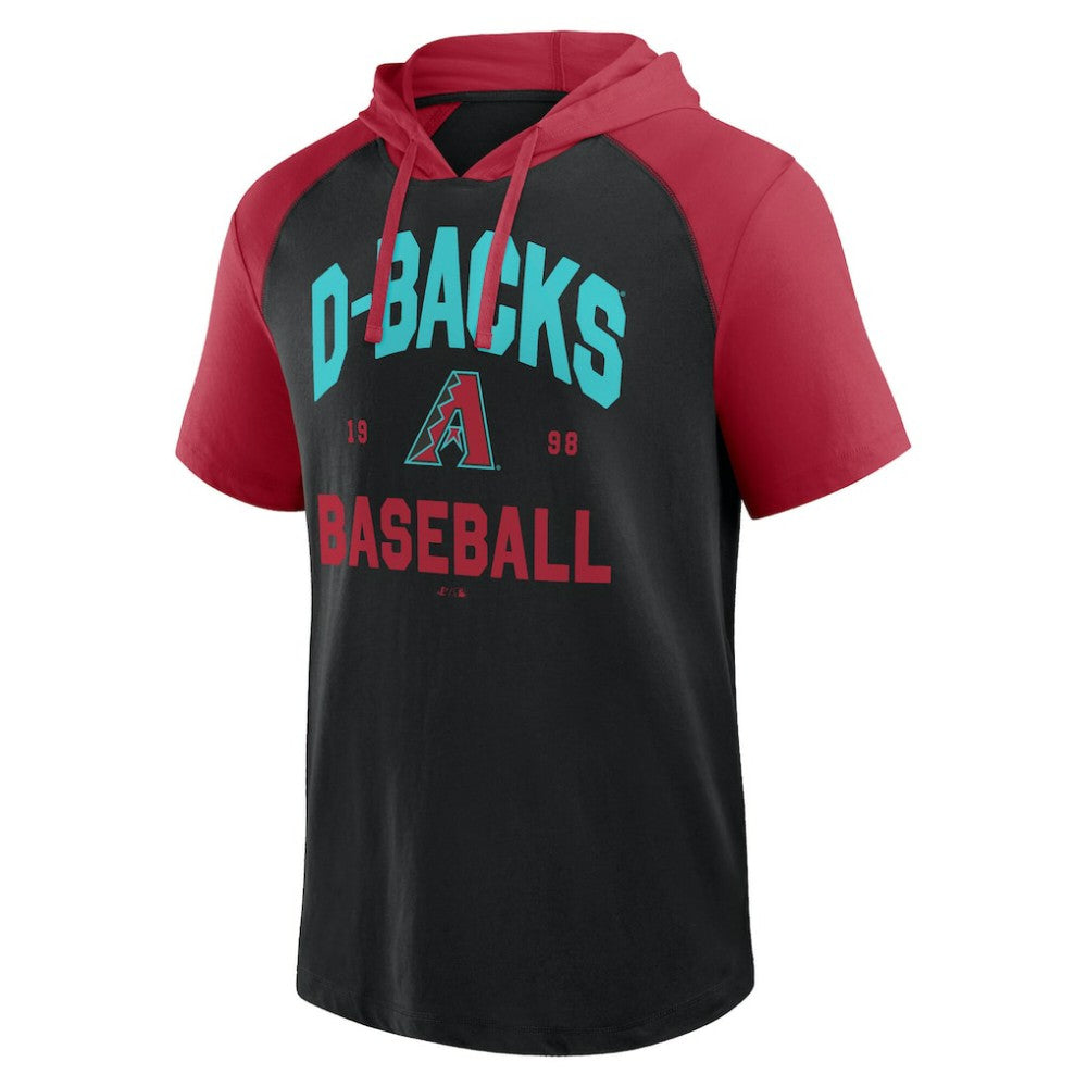 Arizona Diamondbacks Logo Athletic Prime Raglan Short Sleeve Hoodie T-Shirt Black