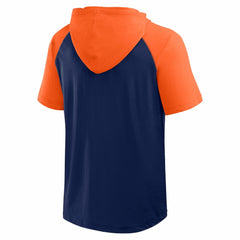 Houston Astros Logo Athletic Prime Raglan Short Sleeve Hoodie T-Shirt Navy