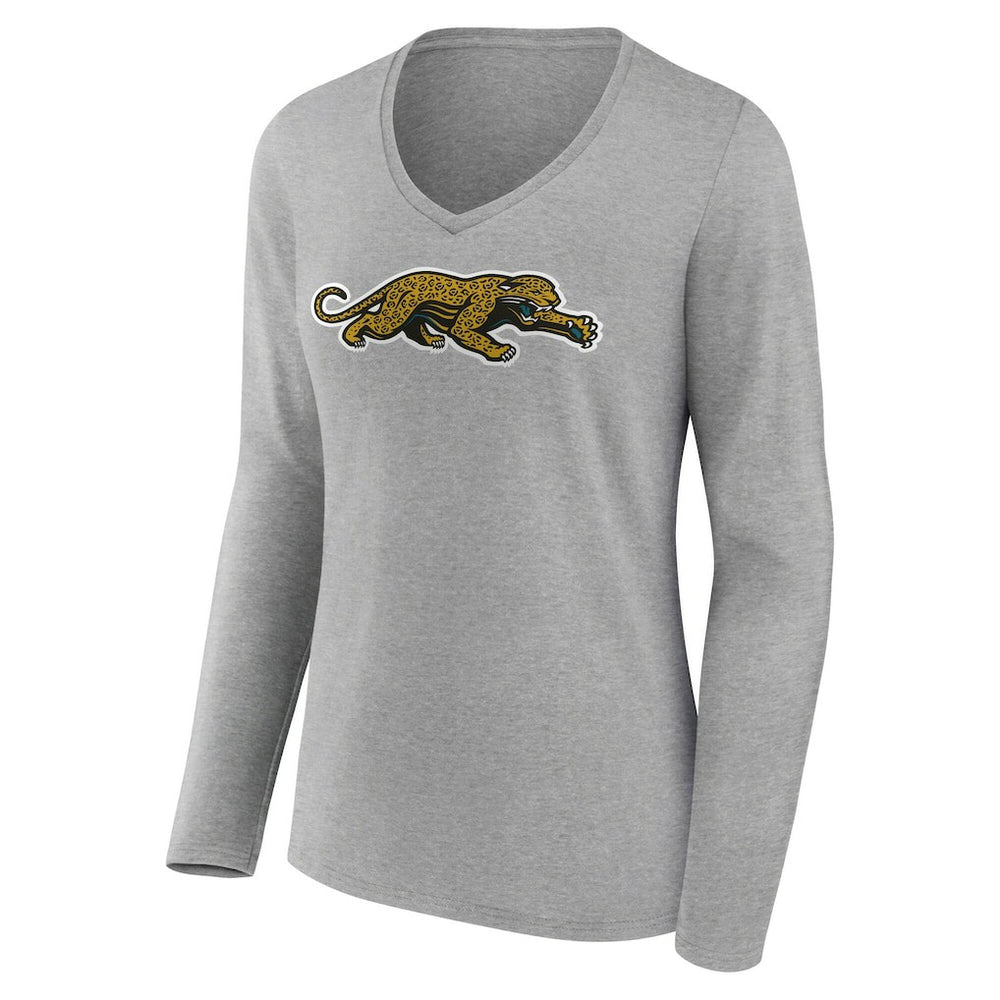 Jacksonville Jaguars Women's Classic Logo Long Sleeve V-Neck T-Shirt - Gray cheap