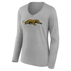 Jacksonville Jaguars Women's Classic Logo Long Sleeve V-Neck T-Shirt - Gray cheap