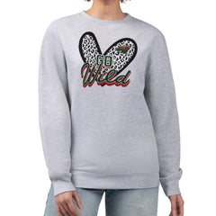 Minnesota Wild G-III 4Her by Carl Banks Women's Animal Print Heart Fleece Pullover Sweatshirt - Heather Gray Sweatshirts