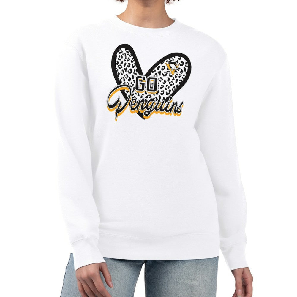 Pittsburgh Penguins G-III 4Her by Carl Banks Women's Animal Print Heart Fleece Pullover Sweatshirt - White Sweatshirts