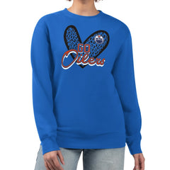 Edmonton Oilers G-III 4Her by Carl Banks Women's Animal Print Heart Fleece Pullover Sweatshirt - Royal Sweatshirts