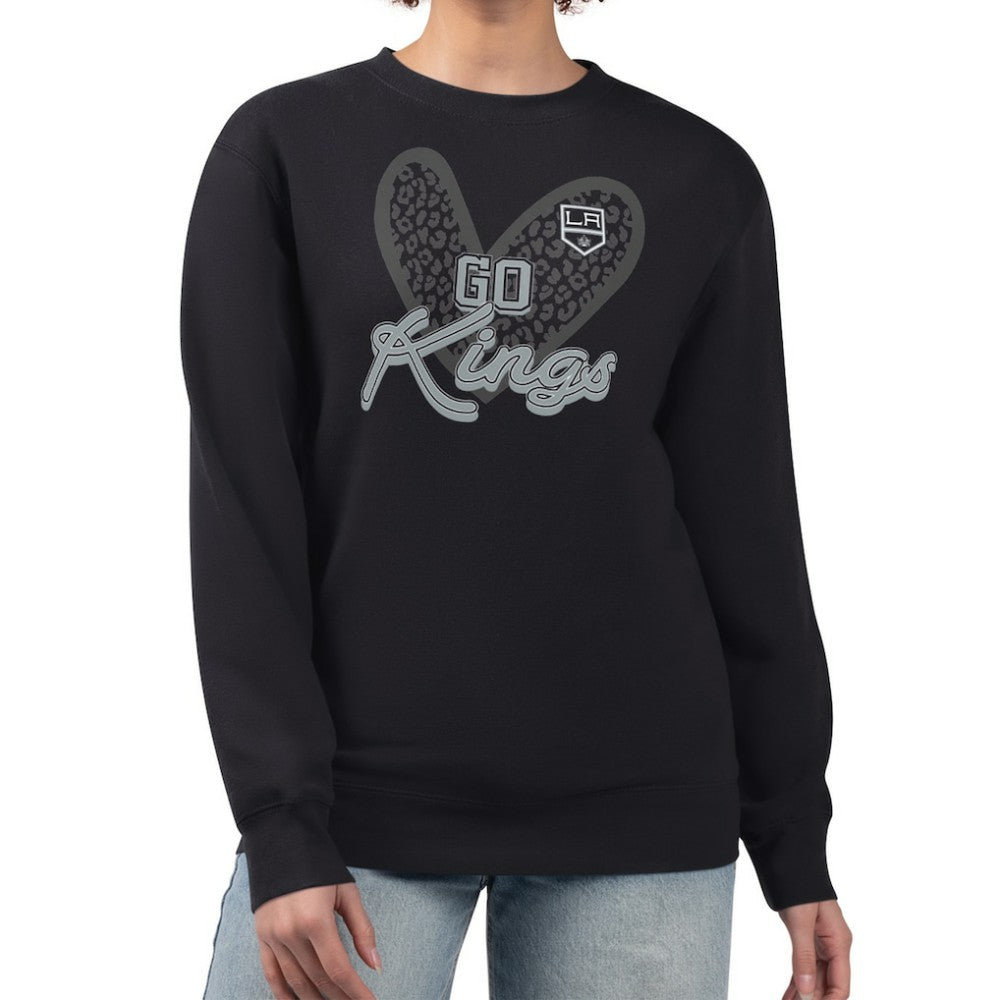 Los Angeles Kings G-III 4Her by Carl Banks Women's Animal Print Heart Fleece Pullover Sweatshirt - Black Sweatshirts