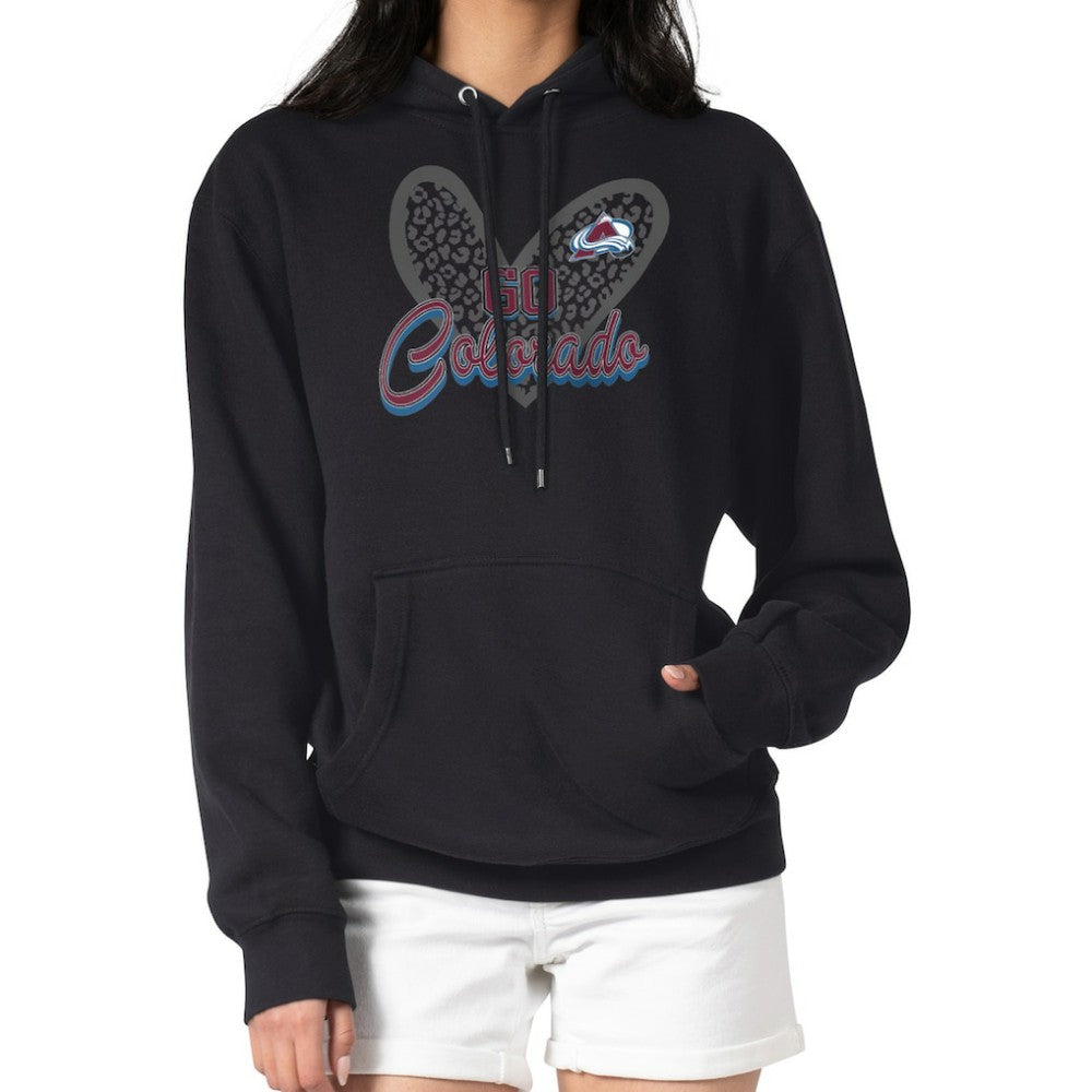 Colorado Avalanche G-III 4Her by Carl Banks Women's Animal Print Heart Fleece Pullover Hoodie - Black Hoodies