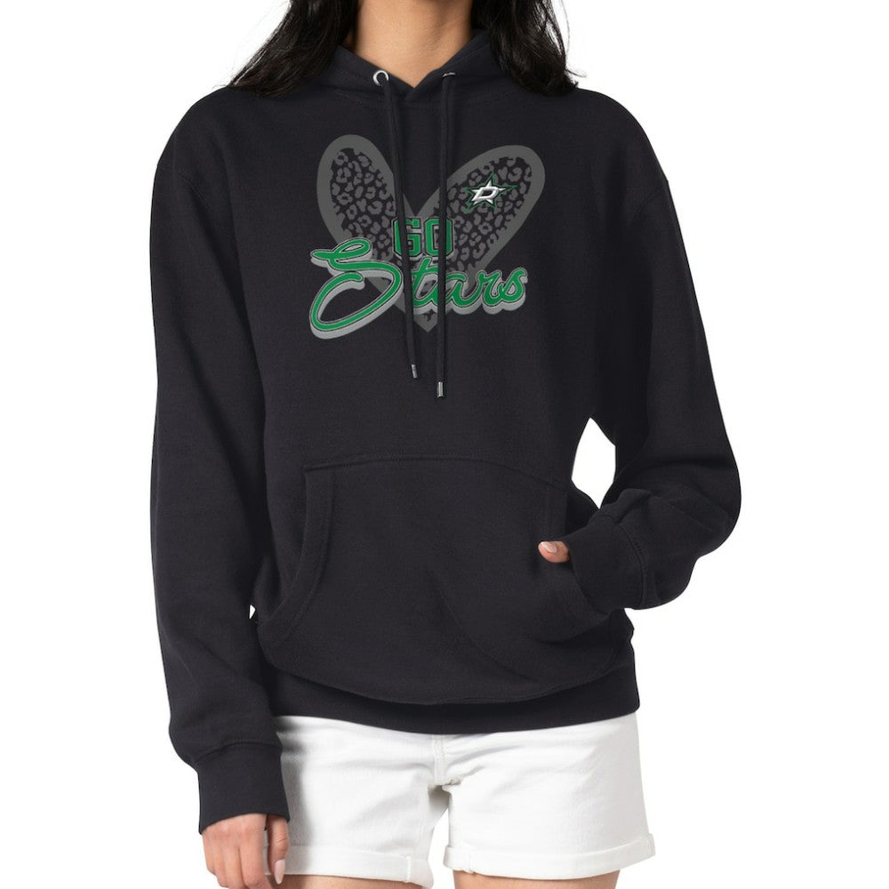 Dallas Stars G-III 4Her by Carl Banks Women's Animal Print Heart Fleece Pullover Hoodie - Black Hoodies