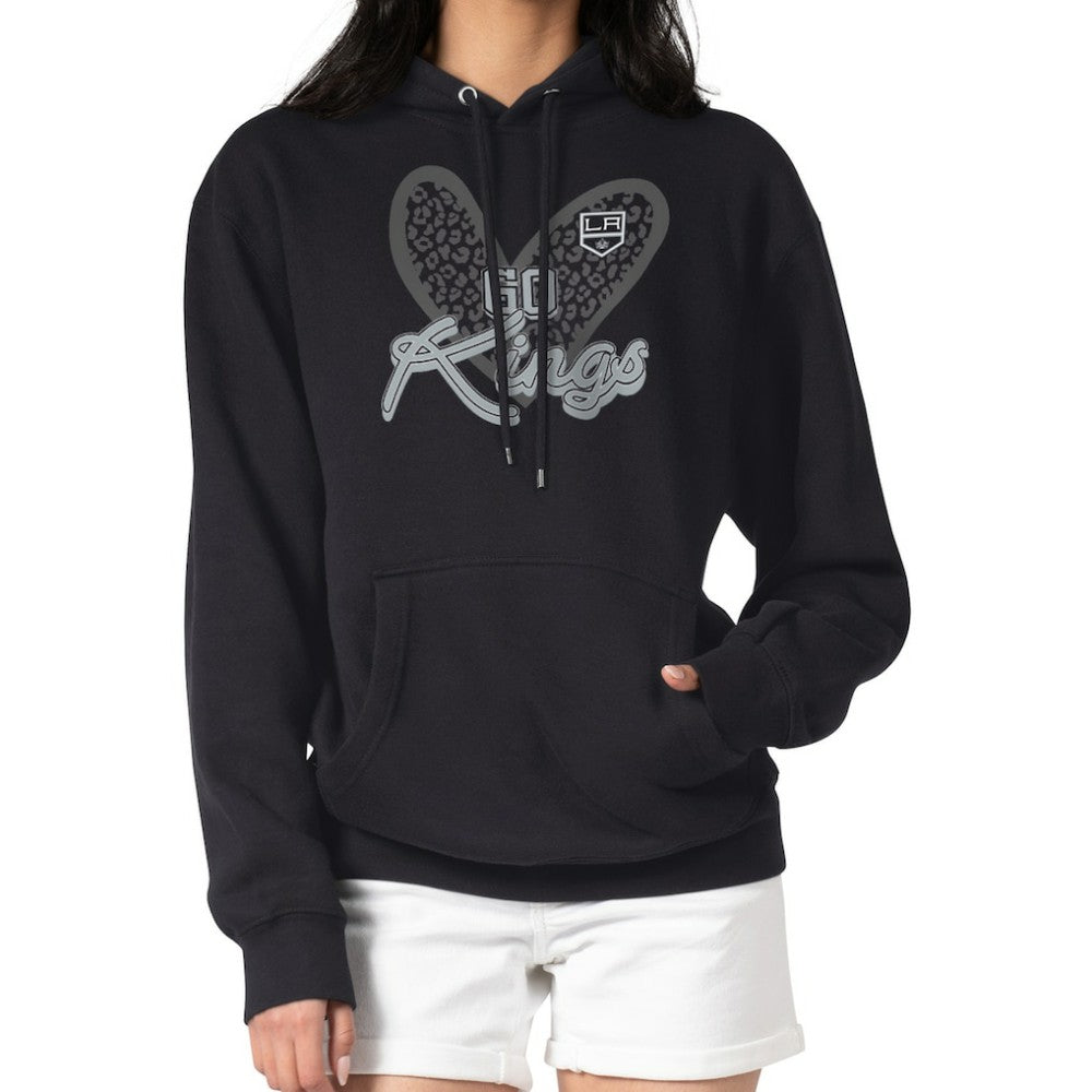 Los Angeles Kings G-III 4Her by Carl Banks Women's Animal Print Heart Fleece Pullover Hoodie - Black Hoodies