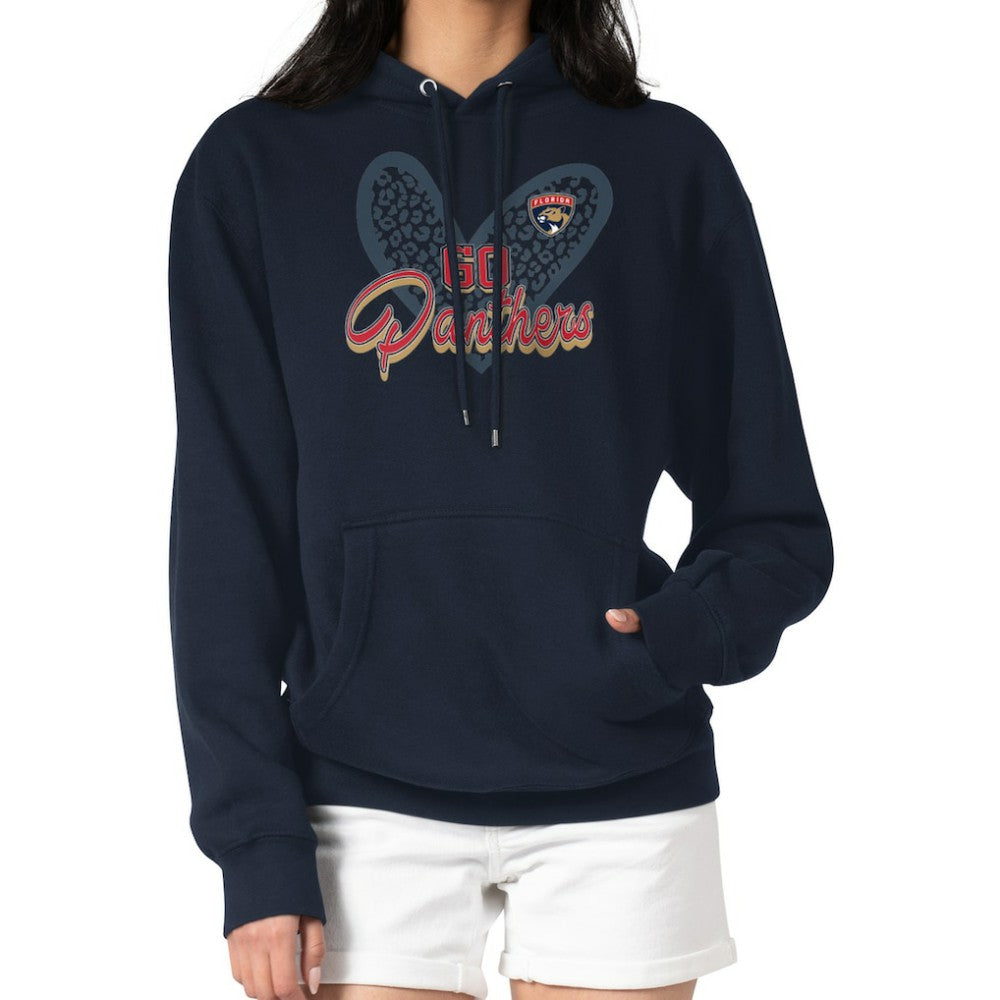 Florida Panthers G-III 4Her by Carl Banks Women's Animal Print Heart Fleece Pullover Hoodie - Navy Hoodies