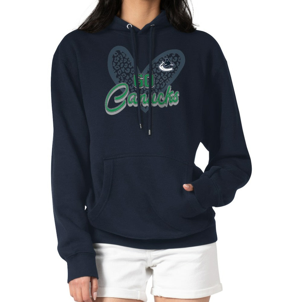 Vancouver Canucks G-III 4Her by Carl Banks Women's Animal Print Heart Fleece Pullover Hoodie - Navy Hoodies