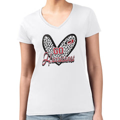 Carolina Hurricanes G-III 4Her by Carl Banks Women's Super-Slim Fit Lightweight Animal Print Heart V-Neck T-Shirt - White T-shirts