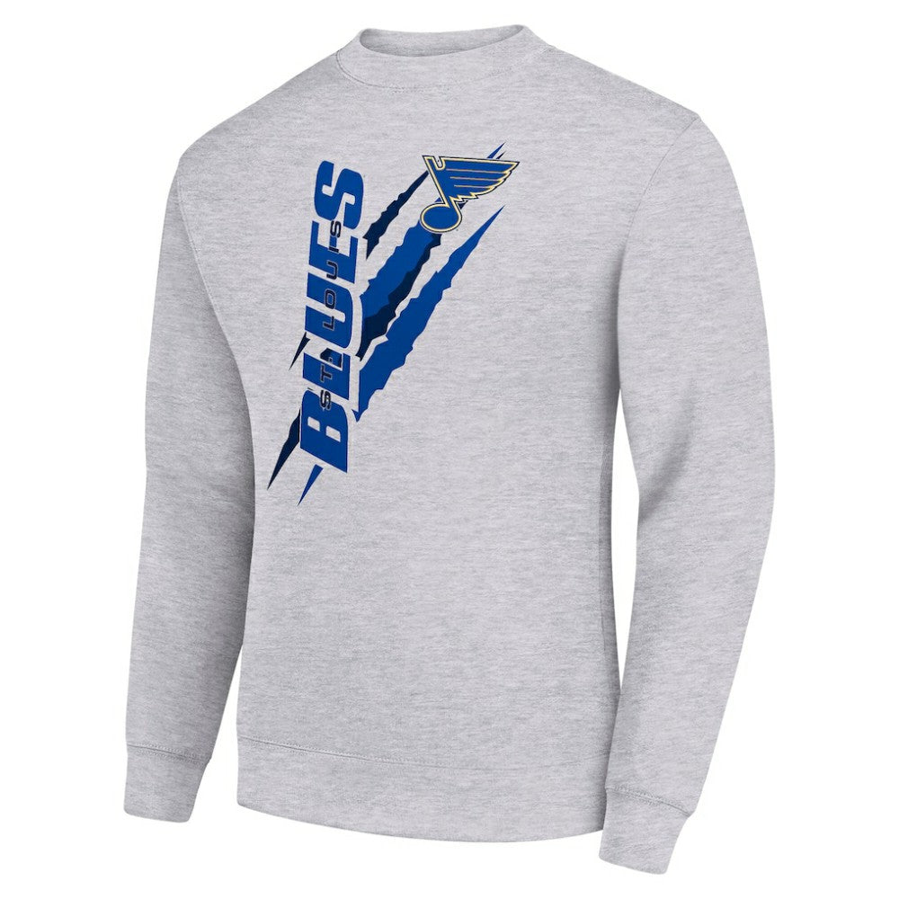 St. Louis Blues Starter Color Scratch Pullover Sweatshirt - Heather Gray Sweatshirts