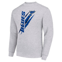 St. Louis Blues Starter Color Scratch Pullover Sweatshirt - Heather Gray Sweatshirts