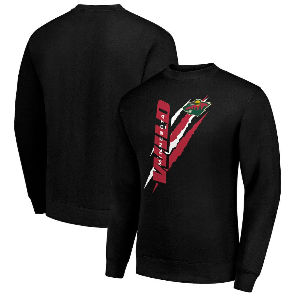Minnesota Wild Starter Color Scratch Pullover Sweatshirt - Black Sweatshirts