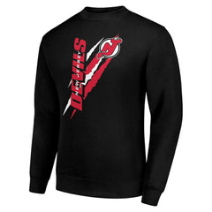 New Jersey Devils Starter Color Scratch Pullover Sweatshirt - Black Sweatshirts