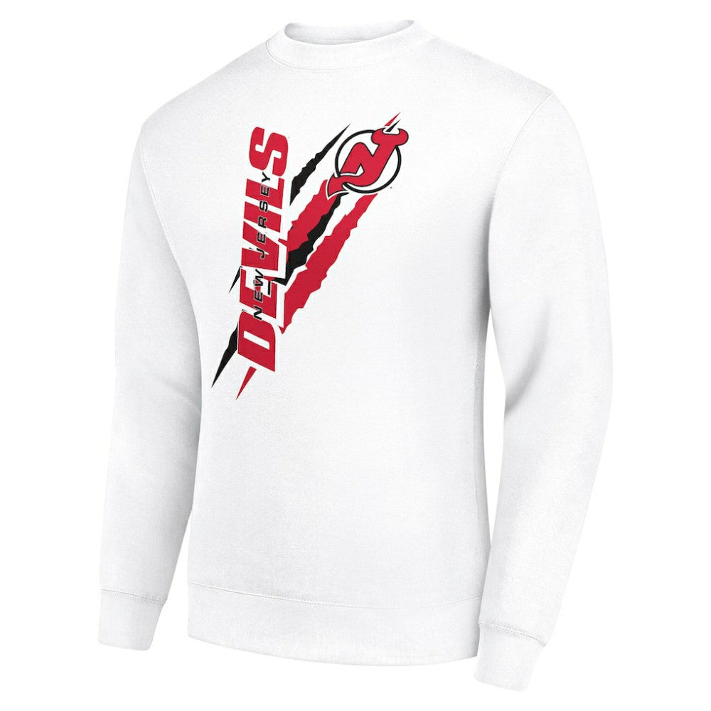 New Jersey Devils Starter Color Scratch Pullover Sweatshirt - White Sweatshirts