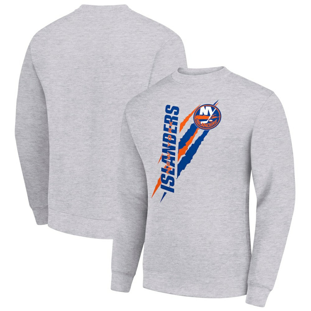 New York Islanders Starter Color Scratch Pullover Sweatshirt - Heather Gray Sweatshirts
