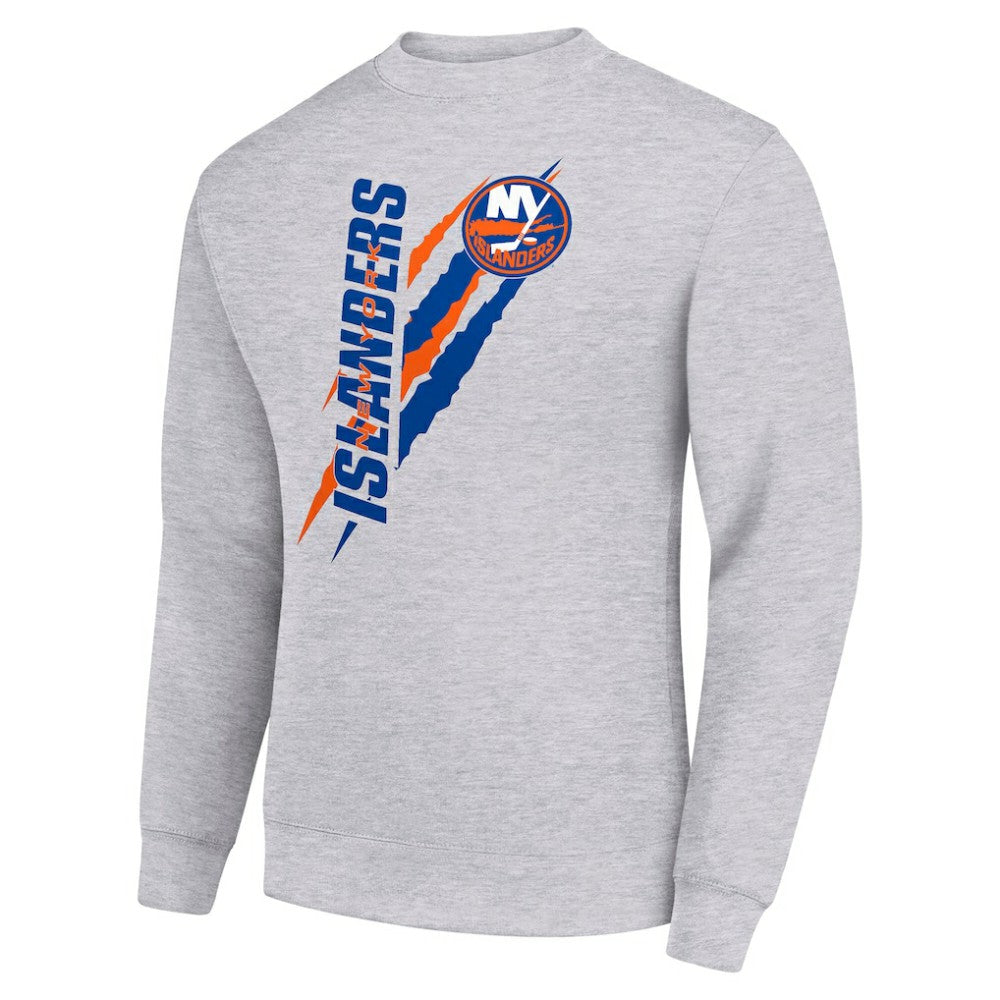New York Islanders Starter Color Scratch Pullover Sweatshirt - Heather Gray Sweatshirts