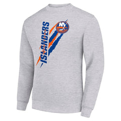 New York Islanders Starter Color Scratch Pullover Sweatshirt - Heather Gray Sweatshirts